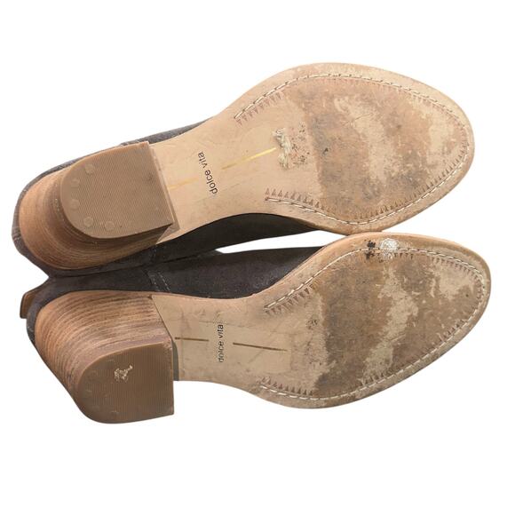 Dolce Vita Gray Suede Western Ankle Boots Women’s 7.5 Stacked Heel Booties - Picture 5 of 13